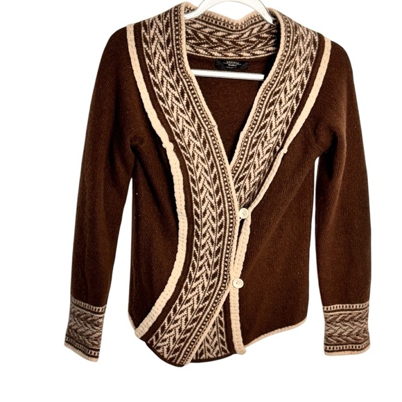 Weekend Max Mara wool angora cardigan sweater Brown and Cream S - Picture 16 of 16